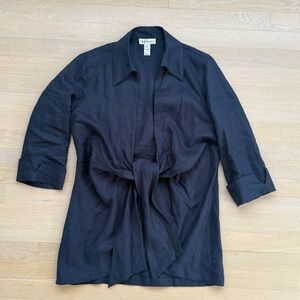Neiman Marcus Dark Blue Linen Jacket